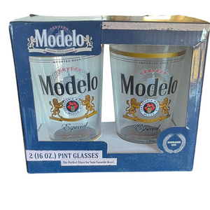 Modelo Especial Pint Beer Glass Set - Lion Edition -White and Gold Accents